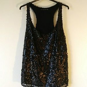 Zara Tri Collection Racer Back Sequin Tank Large